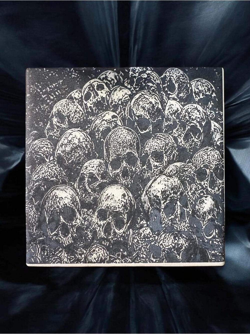 4x4 Gothic Skull Art Tile | Norton White Tile Technique